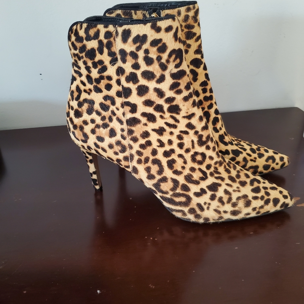 Steven leopard fur booties 8.5